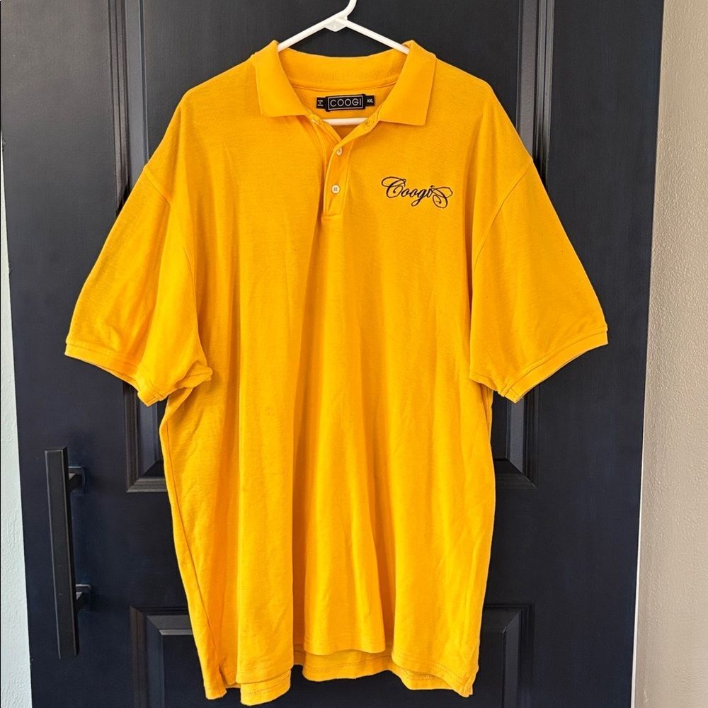 COOGI Polo Men's Yellow XXL 90’s Black Embroidered Embroidered Coogi Logo
